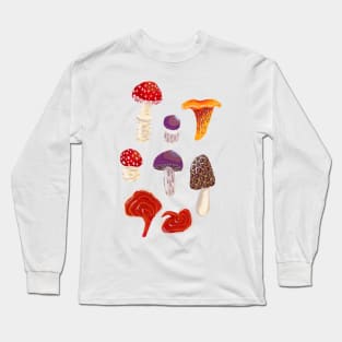 Mushrooms in Gouache Long Sleeve T-Shirt